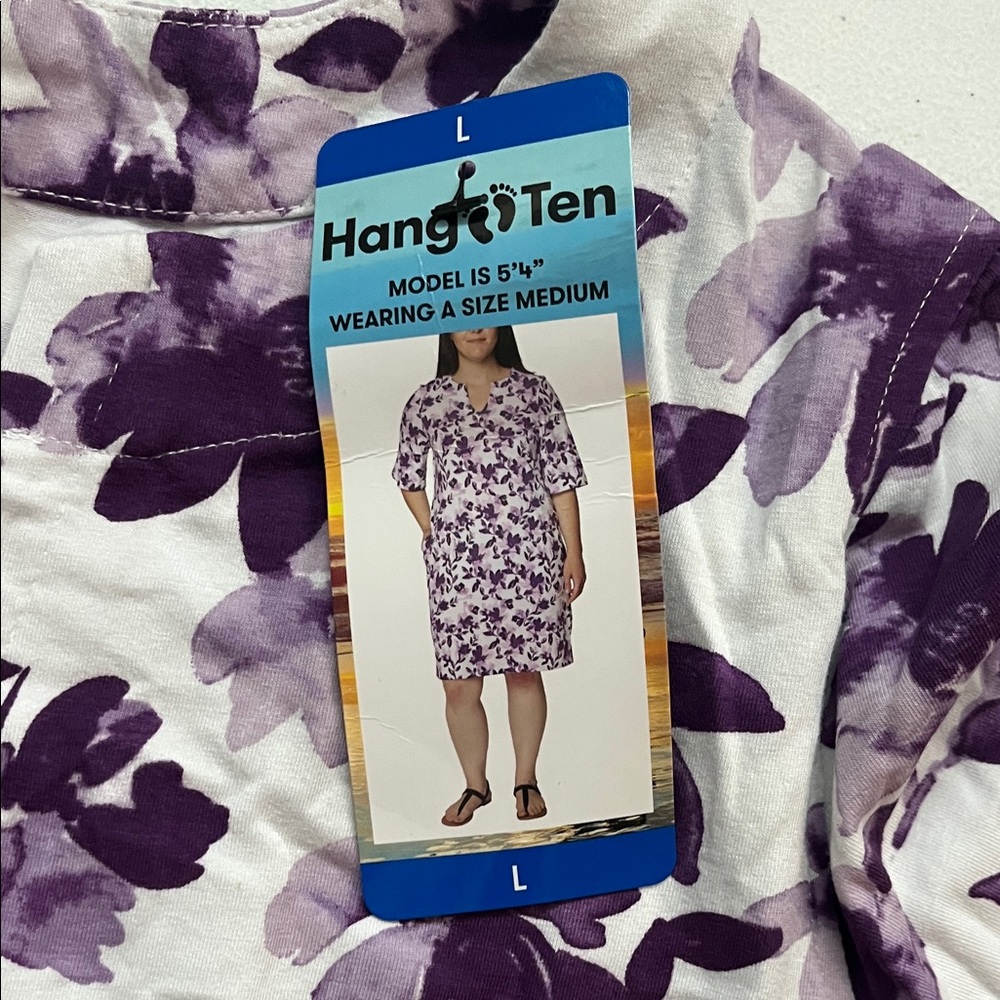 Hang Ten White and Purple Floral Dress